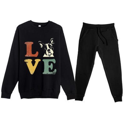 I Love My Boston Terrier For Dog Lovers Retro Premium Crewneck Sweatsuit Set