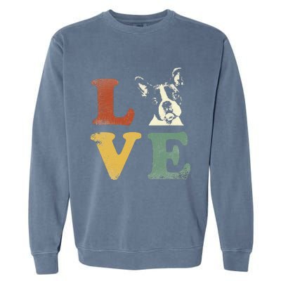 I Love My Boston Terrier For Dog Lovers Retro Garment-Dyed Sweatshirt