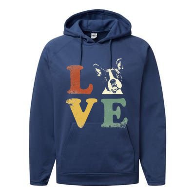 I Love My Boston Terrier For Dog Lovers Retro Performance Fleece Hoodie