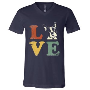 I Love My Boston Terrier For Dog Lovers Retro V-Neck T-Shirt