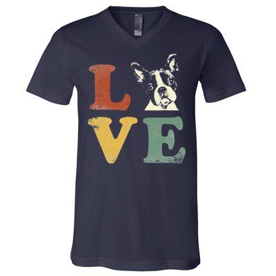 I Love My Boston Terrier For Dog Lovers Retro V-Neck T-Shirt