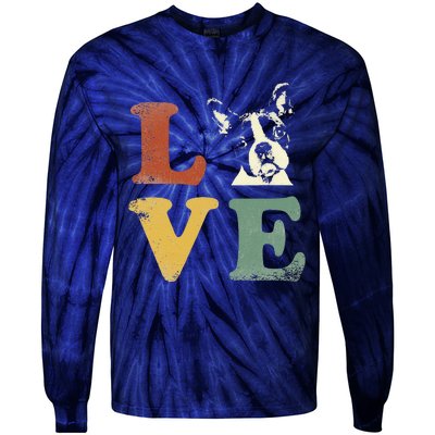 I Love My Boston Terrier For Dog Lovers Retro Tie-Dye Long Sleeve Shirt