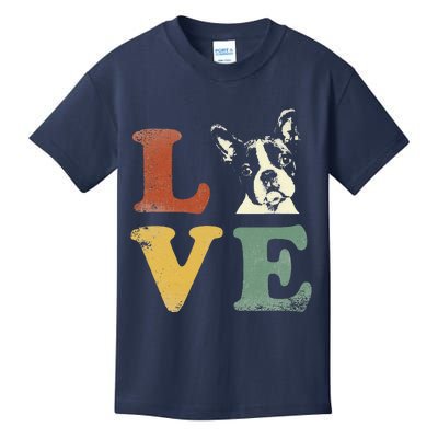 I Love My Boston Terrier For Dog Lovers Retro Kids T-Shirt