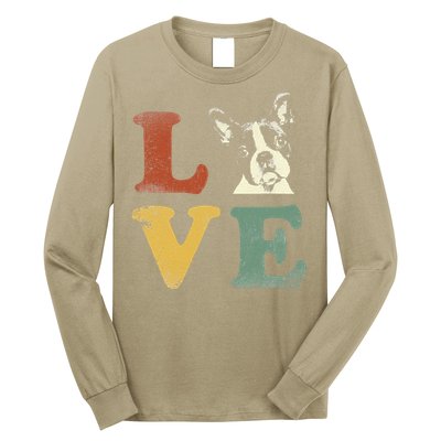 I Love My Boston Terrier For Dog Lovers Retro Long Sleeve Shirt