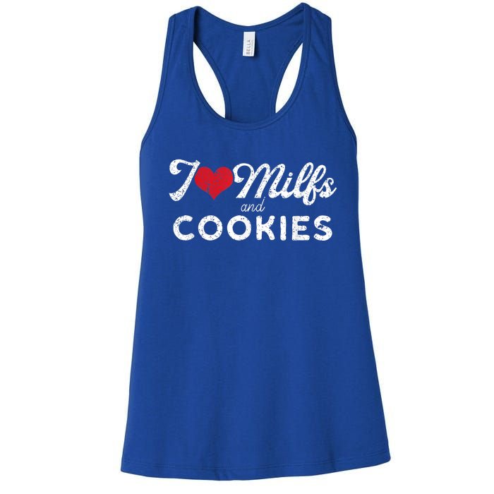 I Love Milfs And Cookies Gift Funny Cougar Lover Joke Gift Women's Racerback Tank