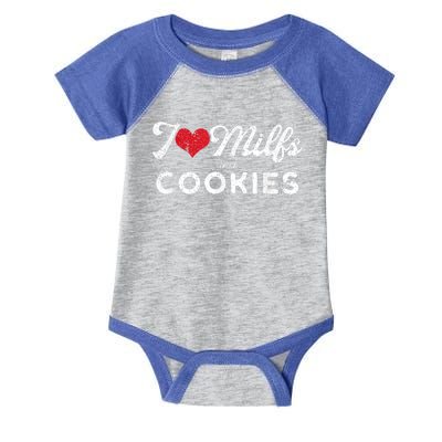 I Love Milfs And Cookies Gift Funny Cougar Lover Joke Gift Infant Baby Jersey Bodysuit