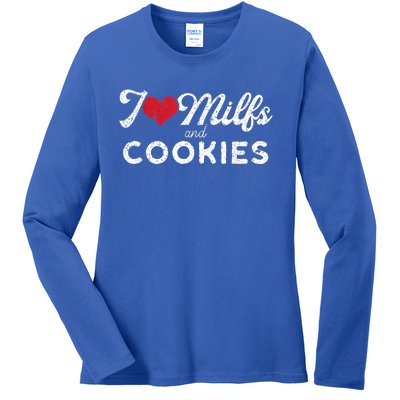 I Love Milfs And Cookies Gift Funny Cougar Lover Joke Gift Ladies Long Sleeve Shirt