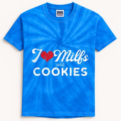 I Love Milfs And Cookies Gift Funny Cougar Lover Joke Gift Kids Tie-Dye T-Shirt