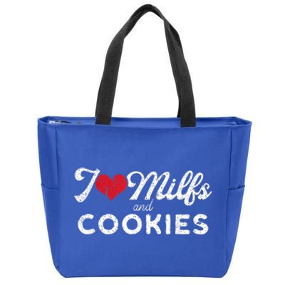 I Love Milfs And Cookies Gift Funny Cougar Lover Joke Gift Zip Tote Bag