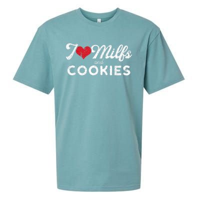 I Love Milfs And Cookies Gift Funny Cougar Lover Joke Gift Sueded Cloud Jersey T-Shirt