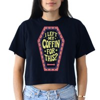 I Left My Coffin For This Funny Halloween Coffin Women's Crop Top Tee