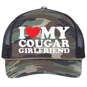 I Love My Hot Cougar Girlfriend I Heart My Hot Cougar Gf Retro Rope Trucker Hat Cap