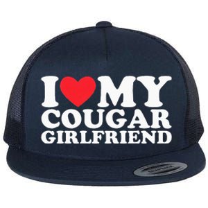 I Love My Hot Cougar Girlfriend I Heart My Hot Cougar Gf Flat Bill Trucker Hat