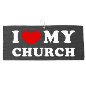 I Love My Church Large Microfiber Waffle Golf Towel