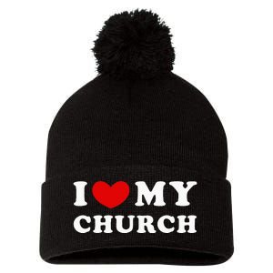 I Love My Church Pom Pom 12in Knit Beanie