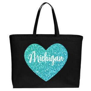 I Love Michigan Usa Heart Great Gift Cotton Canvas Jumbo Tote