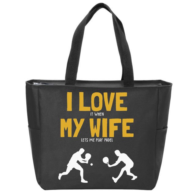 I Love My Wife Padel Platform Tennis Paddleball Padel Zip Tote Bag