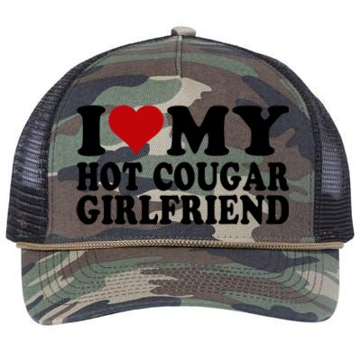 I Love My Hot Cougar Girlfriend I Heart My Cougar Girlfriend Retro Rope Trucker Hat Cap