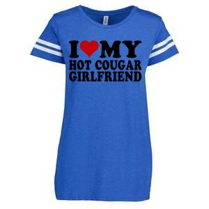 I Love My Hot Cougar Girlfriend I Heart My Cougar Girlfriend Enza Ladies Jersey Football T-Shirt