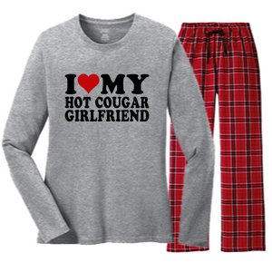 I Love My Hot Cougar Girlfriend I Heart My Cougar Girlfriend Women's Long Sleeve Flannel Pajama Set 