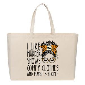 I Like Murder Shows Comfy Clothes 3 People Messy Bun Cotton Canvas Jumbo Tote