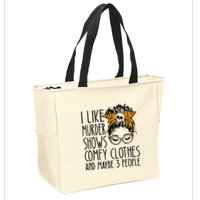 I Like Murder Shows Comfy Clothes 3 People Messy Bun Zip Tote Bag