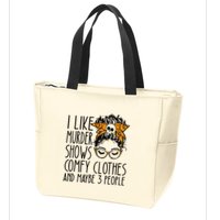 I Like Murder Shows Comfy Clothes 3 People Messy Bun Zip Tote Bag