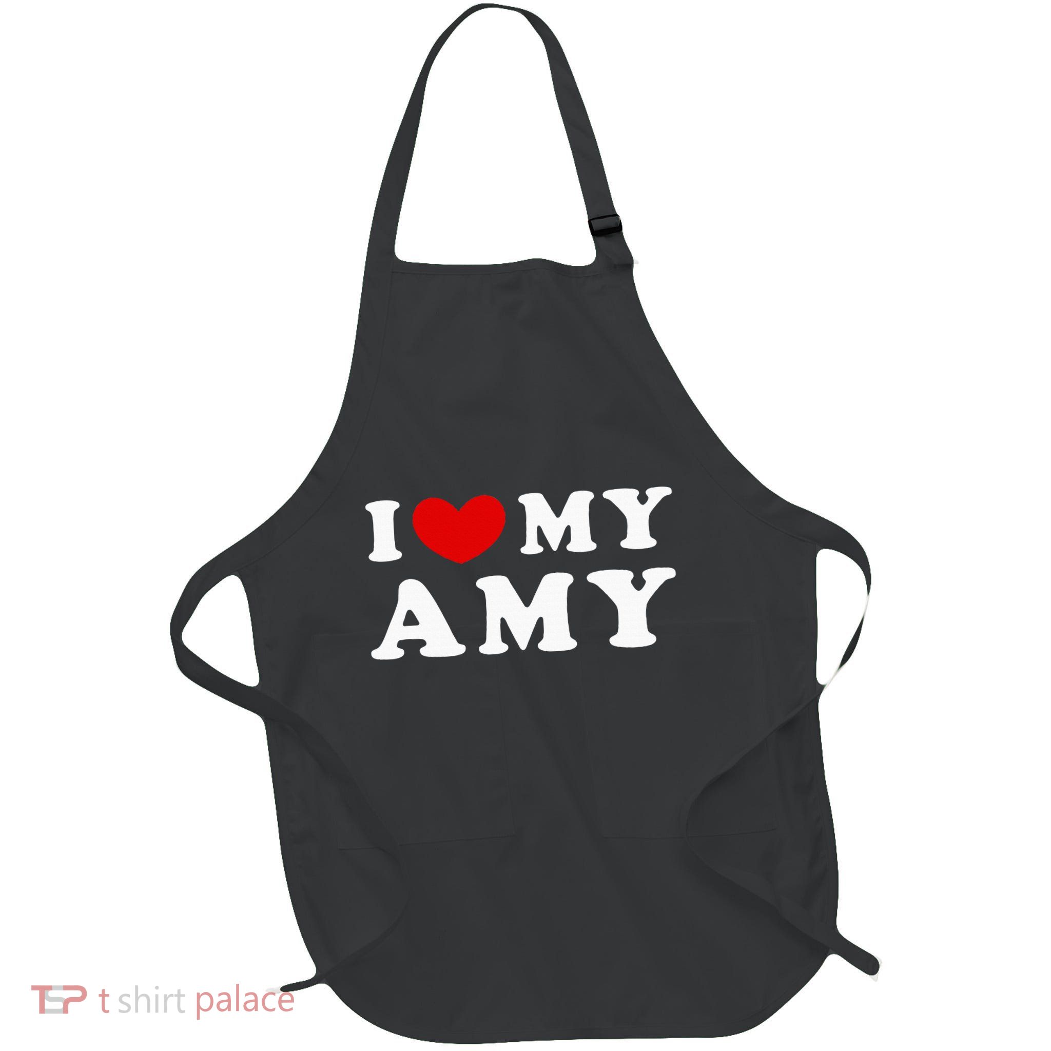 I Love My Amy I Heart My Amy Full-Length Apron With Pockets