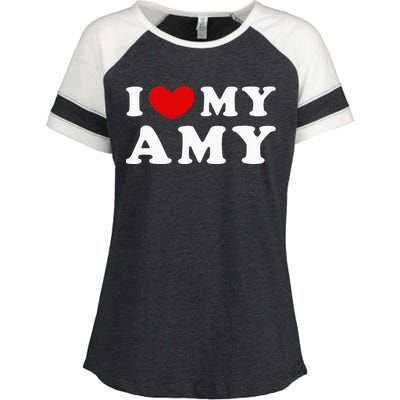 I Love My Amy I Heart My Amy Enza Ladies Jersey Colorblock Tee