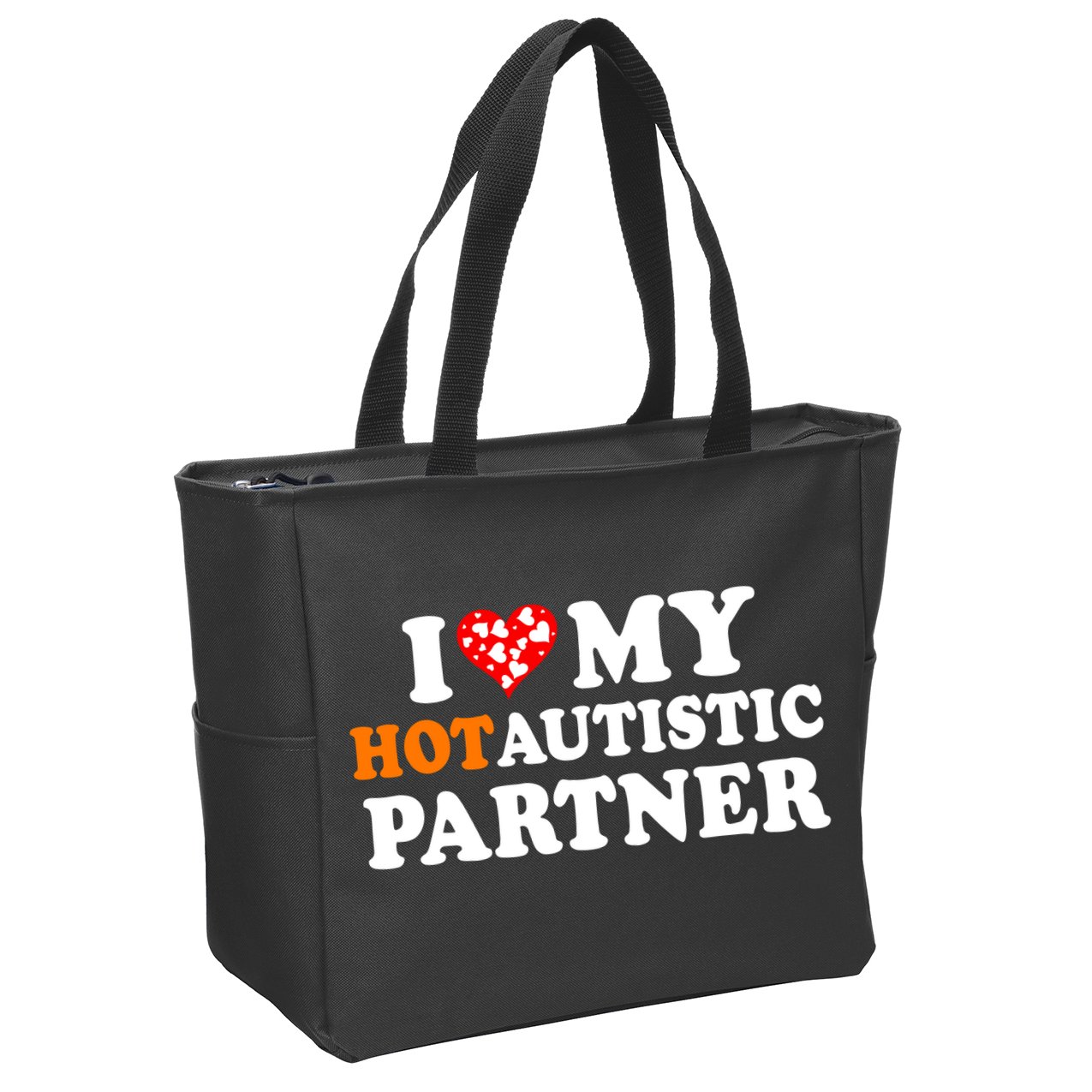 I Love My Hot Autistic Partner Cute Valentines Day Zip Tote Bag