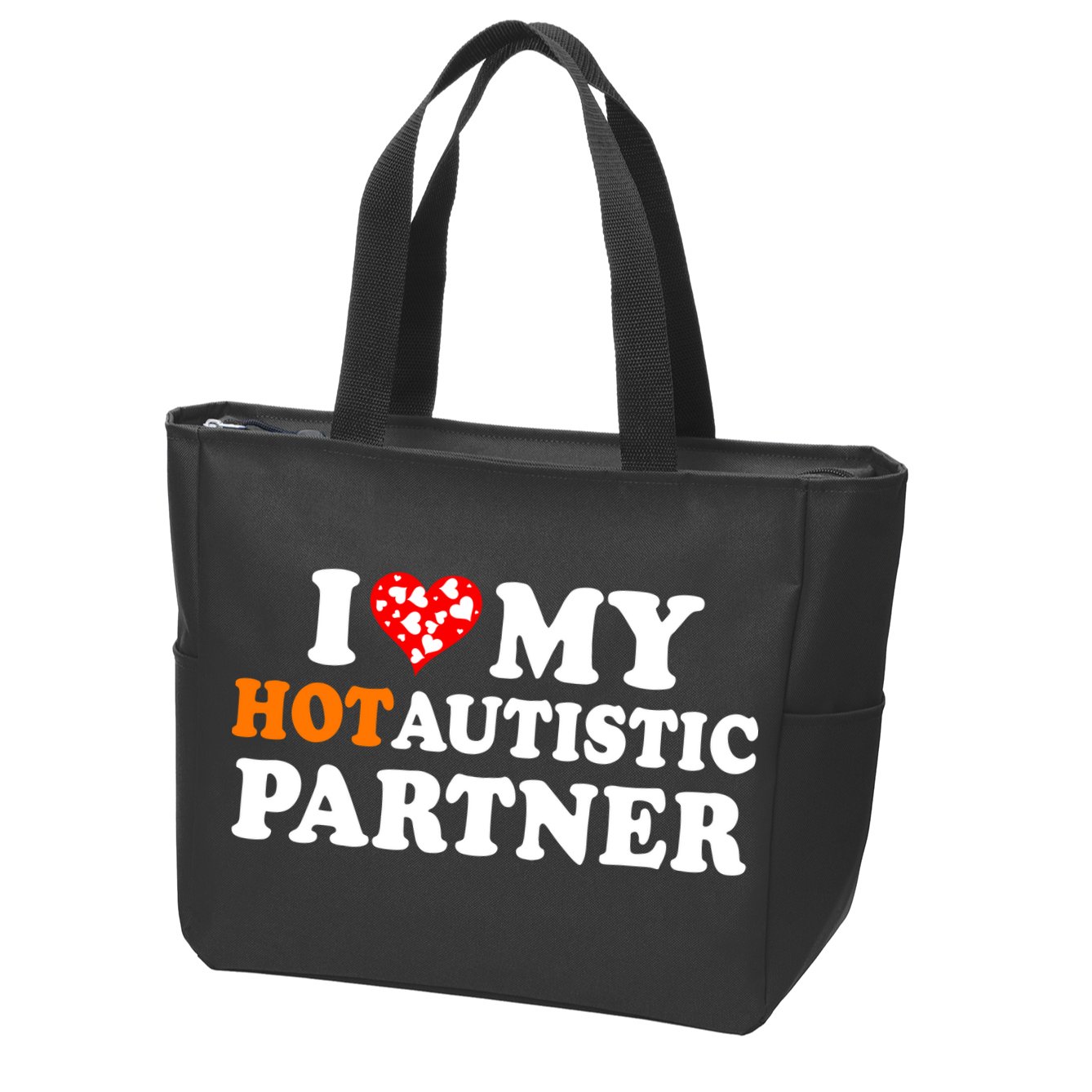 I Love My Hot Autistic Partner Cute Valentines Day Zip Tote Bag