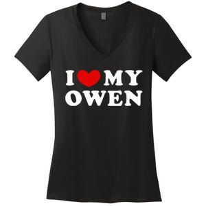 I Love My Owen I Heart My Owen Women's V-Neck T-Shirt