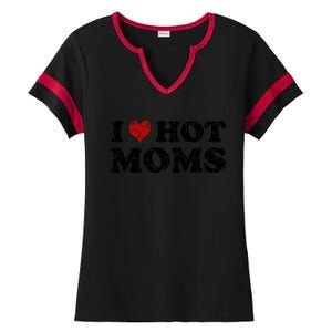 I Love Moms Funny Red Heart Love Moms I Love My Mama Gift Ladies Halftime Notch Neck Tee