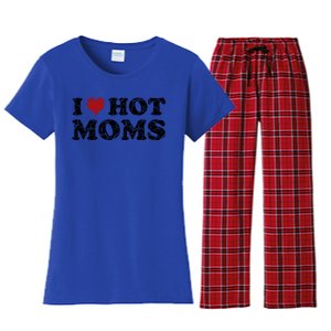 I Love Moms Funny Red Heart Love Moms I Love My Mama Gift Women's Flannel Pajama Set