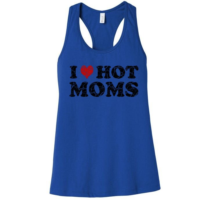 I Love Moms Funny Red Heart Love Moms I Love My Mama Gift Women's Racerback Tank