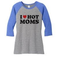 I Love Moms Funny Red Heart Love Moms I Love My Mama Gift Women's Tri-Blend 3/4-Sleeve Raglan Shirt