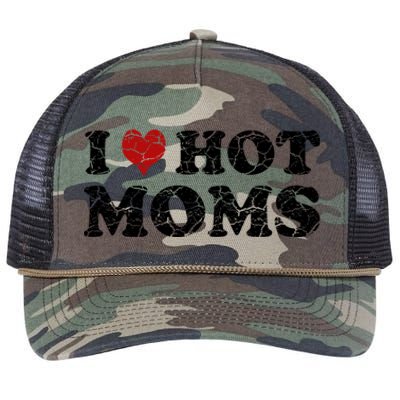 I Love Moms Funny Red Heart Love Moms I Love My Mama Gift Retro Rope Trucker Hat Cap