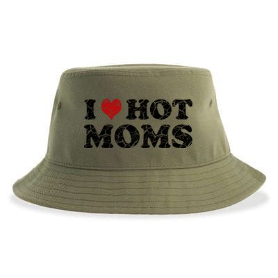 I Love Moms Funny Red Heart Love Moms I Love My Mama Gift Sustainable Bucket Hat