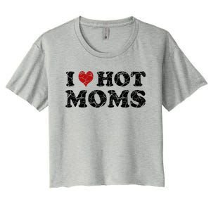 I Love Moms Funny Red Heart Love Moms I Love My Mama Gift Women's Crop Top Tee