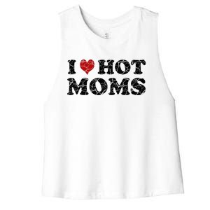 I Love Moms Funny Red Heart Love Moms I Love My Mama Gift Women's Racerback Cropped Tank