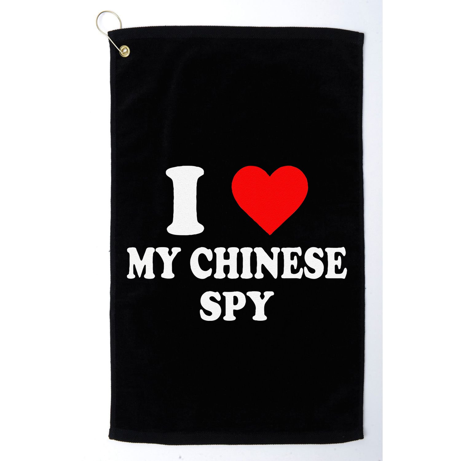 I Love My Chinese Spy Heart China Flag Chinese Spy Meme Golf Towel