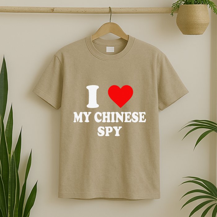I Love My Chinese Spy Heart China Flag Chinese Spy Meme T-Shirt