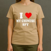 I Love My Chinese Spy Heart China Flag Chinese Spy Meme T-Shirt