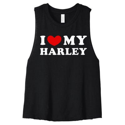 I Love My Harley I Heart My Harley Women's Racerback Cropped Tank