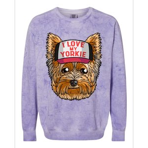 I Love My Yorkie Cute Dog Mom Gift Colorblast Crewneck Sweatshirt