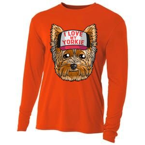 I Love My Yorkie Cute Dog Mom Gift Cooling Performance Long Sleeve Crew