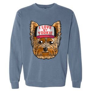 I Love My Yorkie Cute Dog Mom Gift Garment-Dyed Sweatshirt