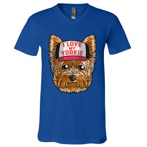 I Love My Yorkie Cute Dog Mom Gift V-Neck T-Shirt