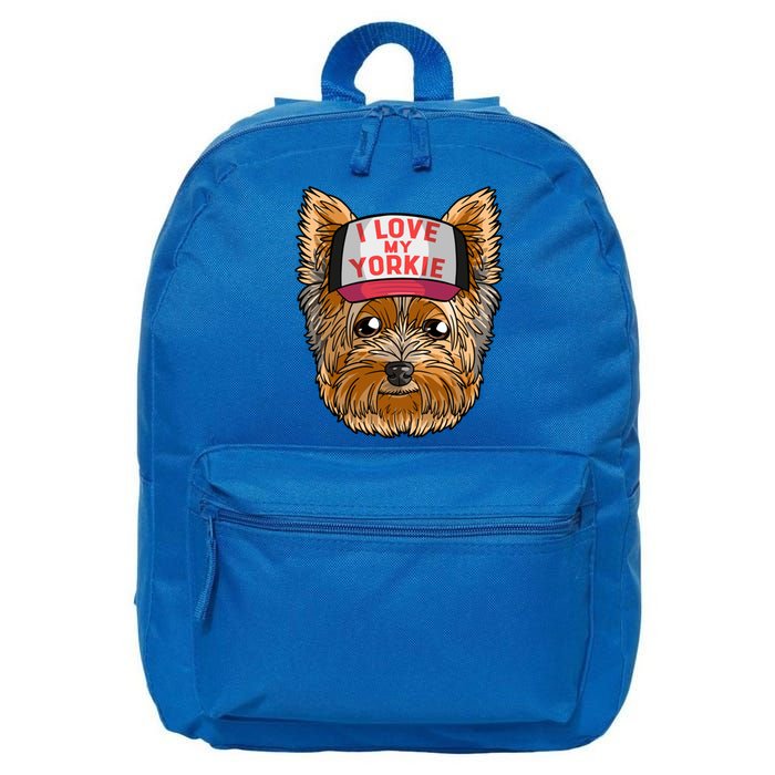 I Love My Yorkie Cute Dog Mom Gift 16 in Basic Backpack