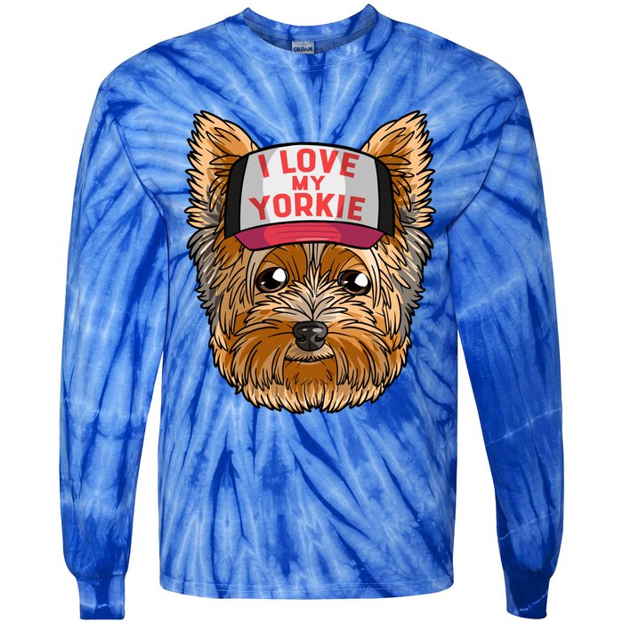 I Love My Yorkie Cute Dog Mom Gift Tie-Dye Long Sleeve Shirt